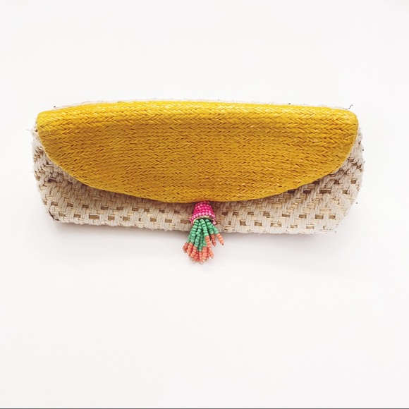 Anthropologie Handbags - 🌴Anthropologie Bead Tassel Weave Mini Clutch Bag